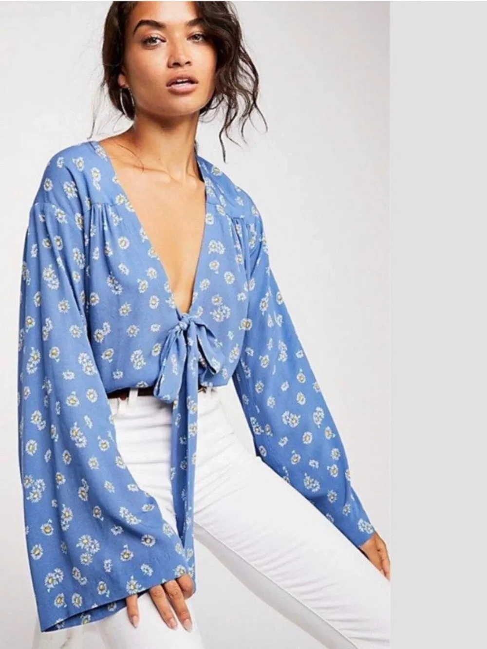 NWT Free People Intimates Forties feel blue daisy bodysuit sz xs